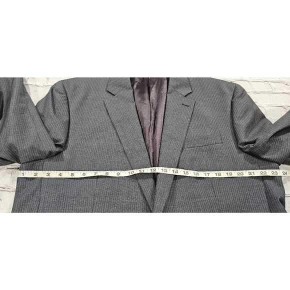Ralph Lauren Dillard's Blue Label 100% Wool Gray Striped Blazer Jacket MENS 46L - Picture 4 of 13